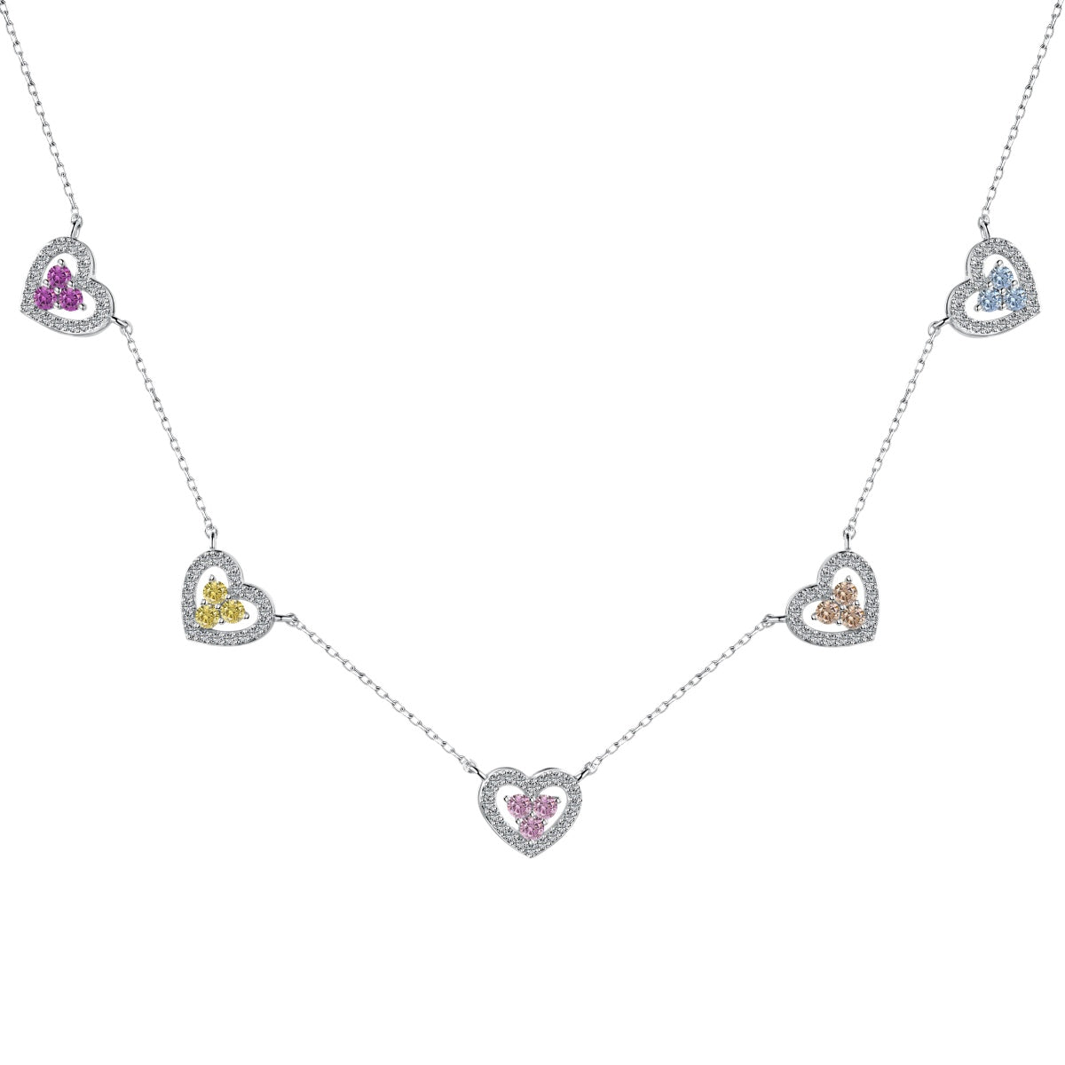 [AuraEcho]Sparkling Five Heart Necklace
