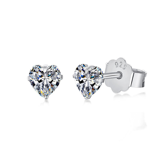 [AuraEcho]Sparkling Heart Shaped Simple Earrings