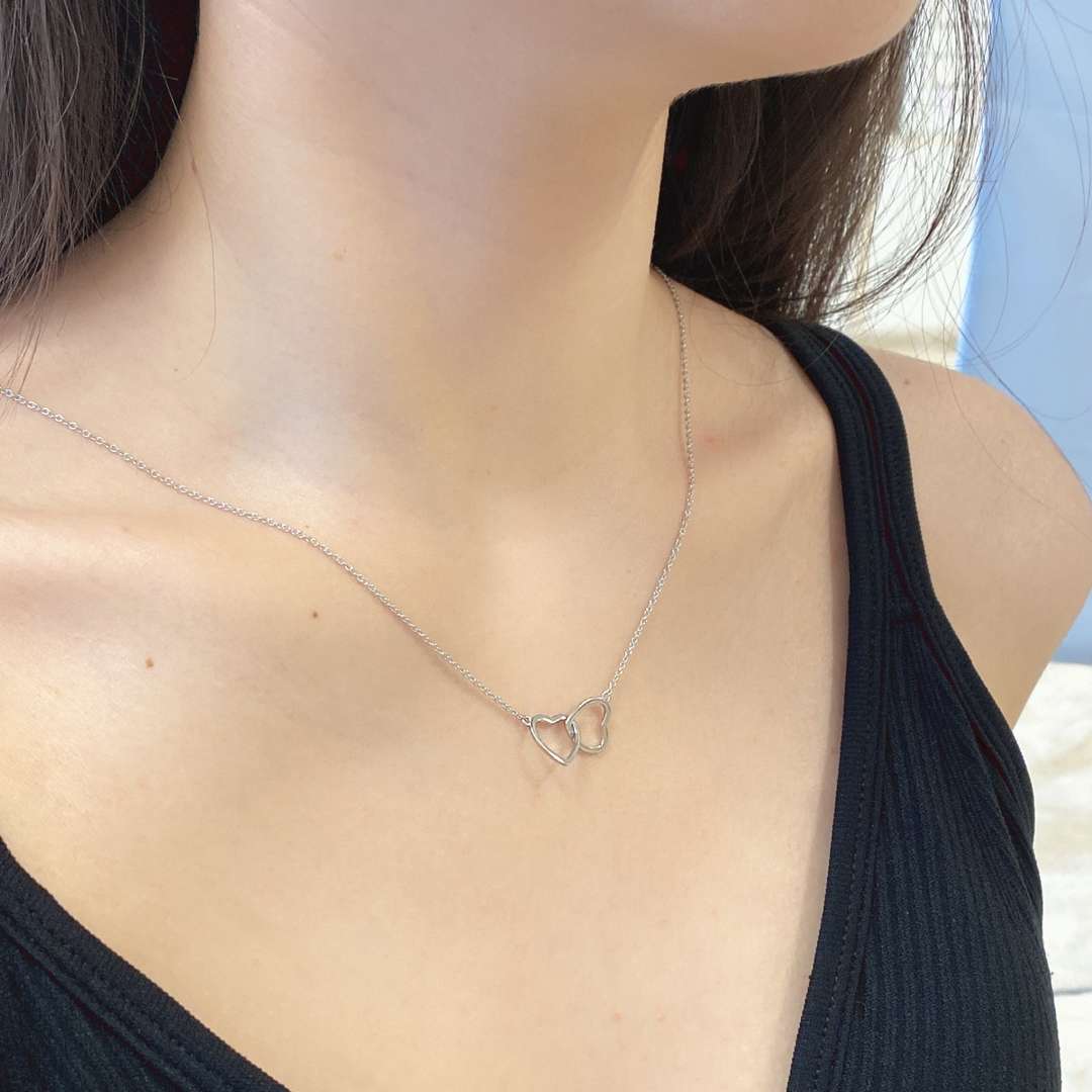 [AuraEcho]Sterling Silver Love Double Ring Necklace