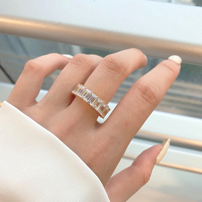 [AuraEcho]0.75 Carat Elegant Emerald Cut Tennis Ring