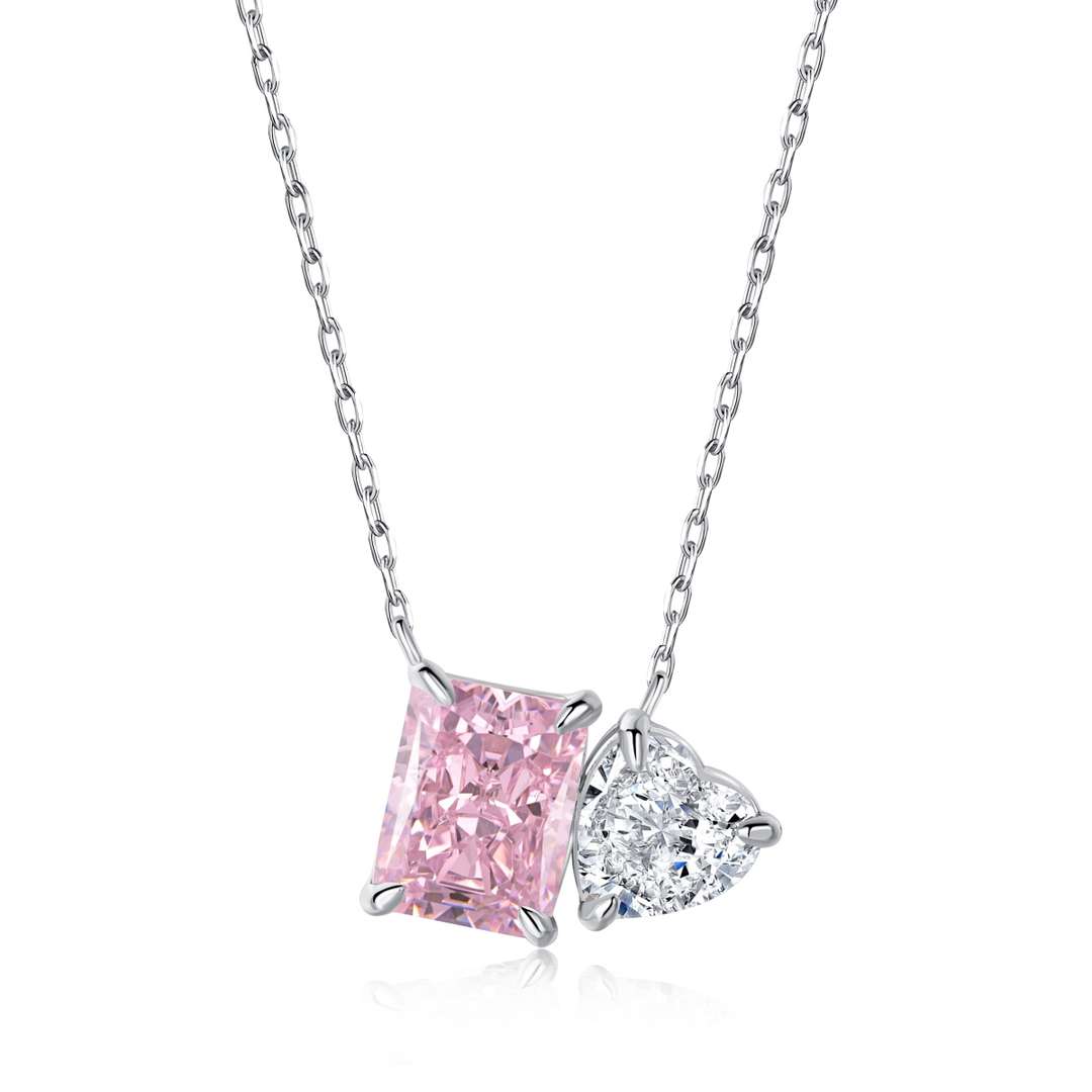 [AuraEcho]Dazzling Square & Heart Shape Necklace