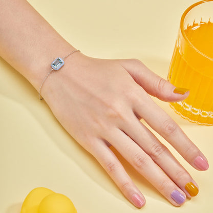 [AuraEcho]2.0 Carat Sparkling Colorful Emerald Cut Daily Bracelet