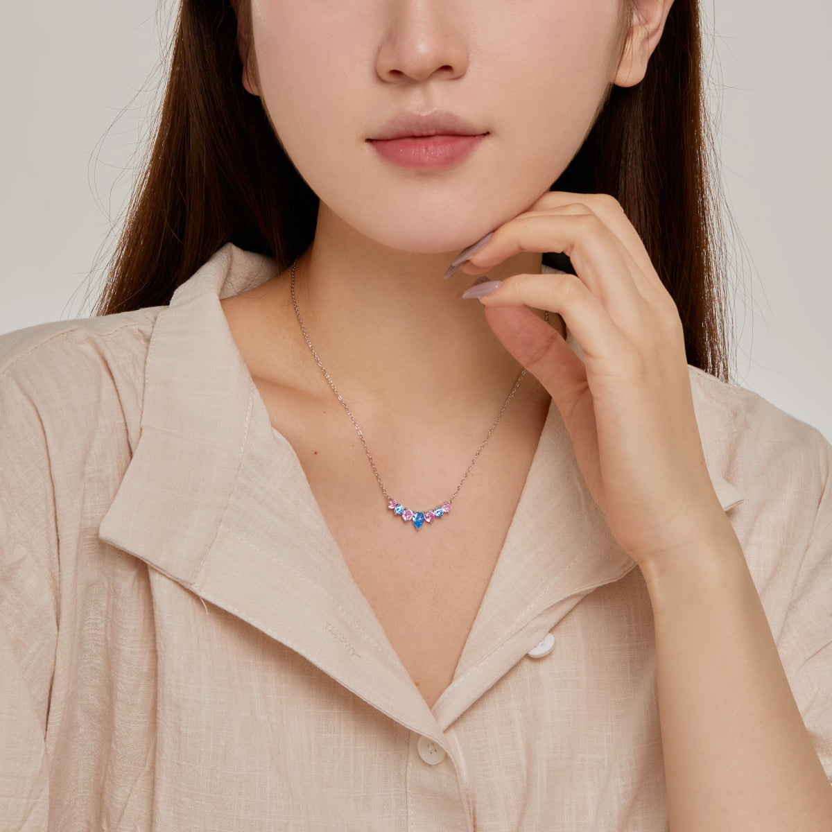 [AuraEcho]Dainty Colorful Heart Necklace