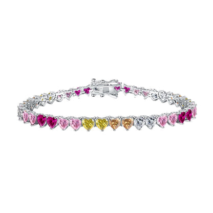 [AuraEcho]Luxurious Colorful Romantic Heart Shape Lover Bracelet