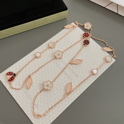 [AuraEcho]LUCKY SPRING 15 MOTIFS ROSE GOLD NECKLACE