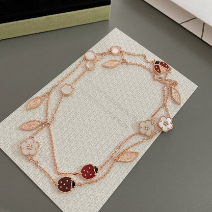 [AuraEcho]LUCKY SPRING 15 MOTIFS ROSE GOLD NECKLACE