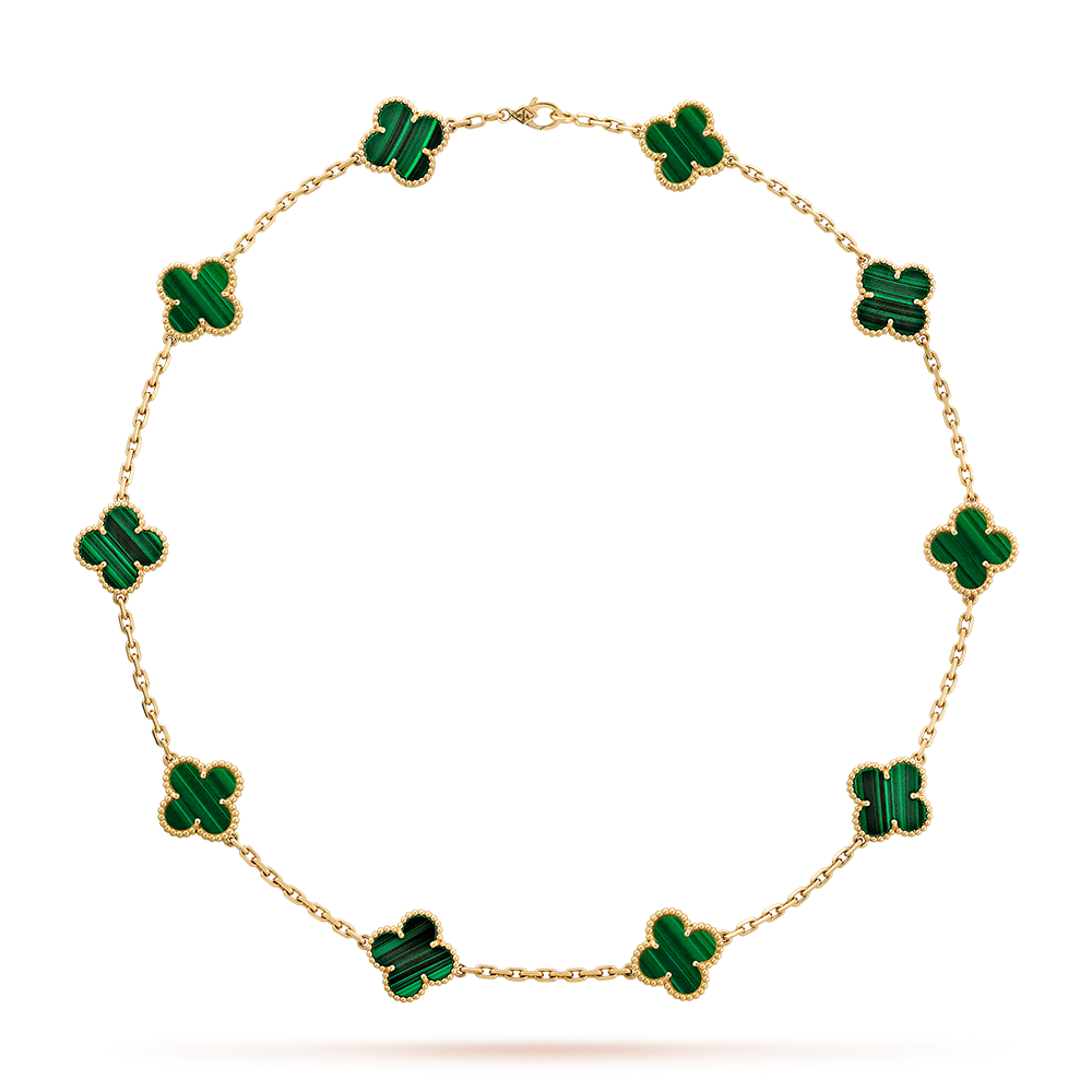 [AuraEcho]CLOVER 10 MOTIFS MALACHITE NECKLACE