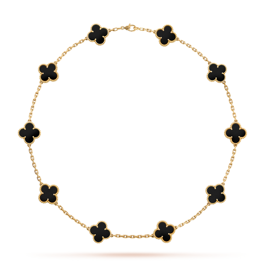 [AuraEcho]CLOVER 10 MOTIFS ONYX NECKLACE
