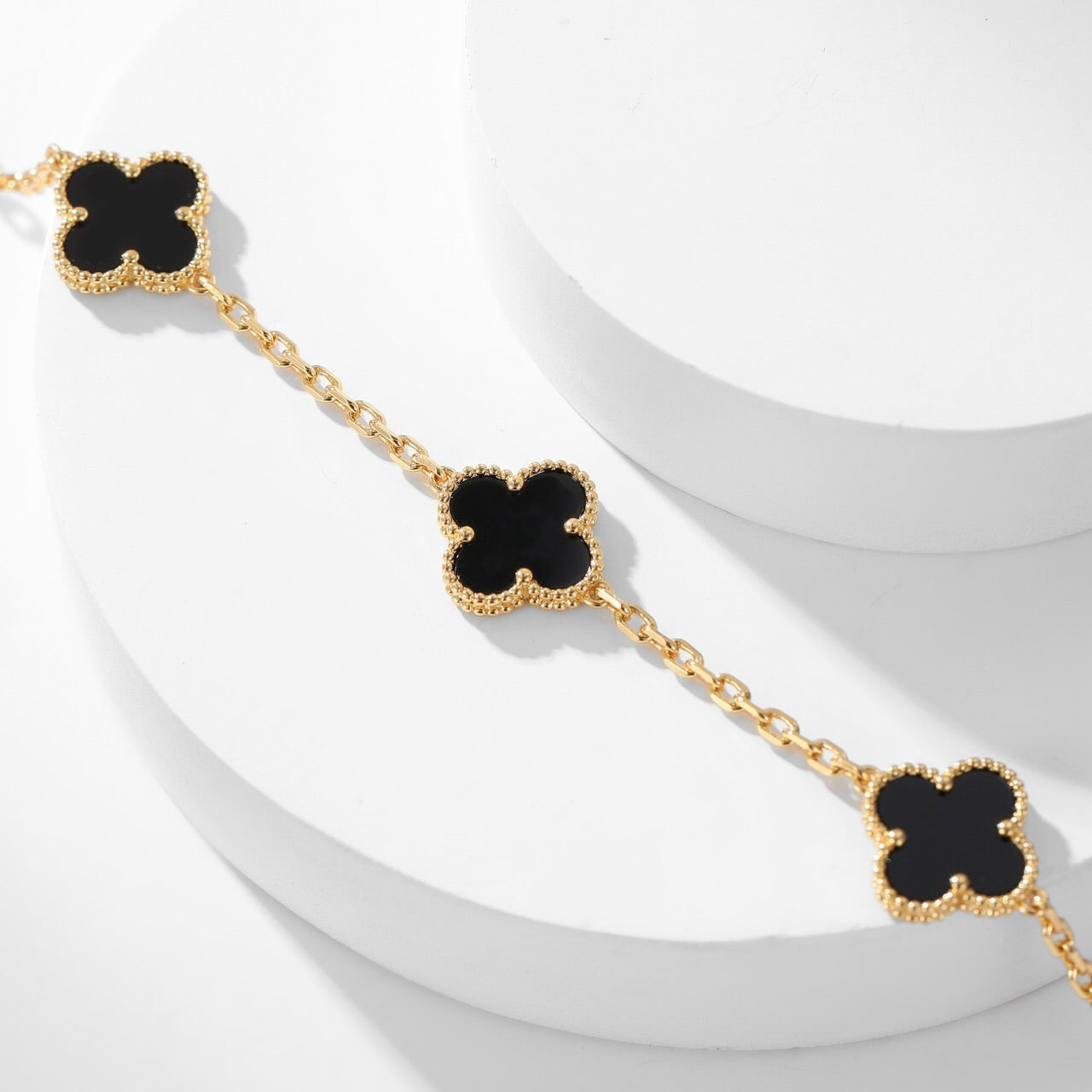 [AuraEcho]CLOVER 10 MOTIFS ONYX NECKLACE