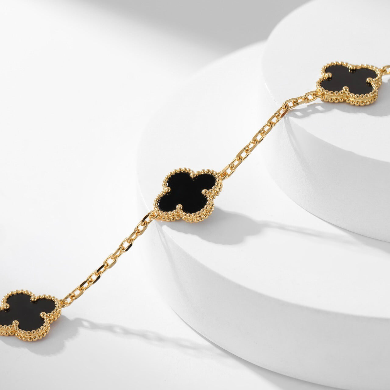 [AuraEcho]CLOVER 10 MOTIFS ONYX NECKLACE
