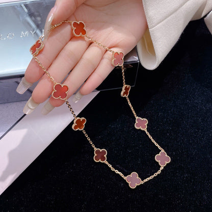[AuraEcho]CLOVER 10 MOTIFS CARNELIAN NECKLACE