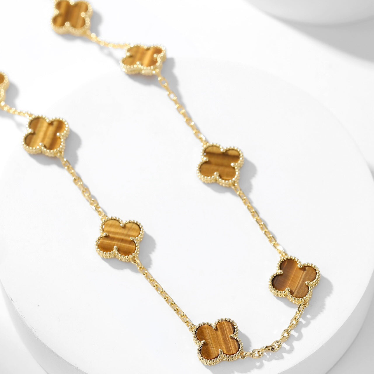 [AuraEcho]CLOVER 10 MOTIFS TIGER EYE NECKLACE