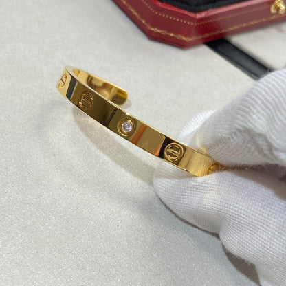 [AuraEcho]LOVE BRACELET 6.1MM 1 DIAMOND OPEN CUFF