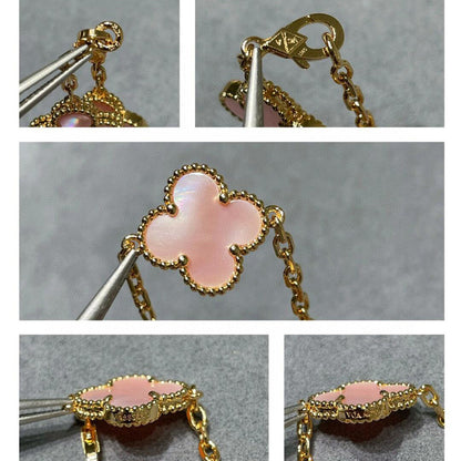[AuraEcho]CLOVER 10 MOTIFS PINK MOP NECKLACE