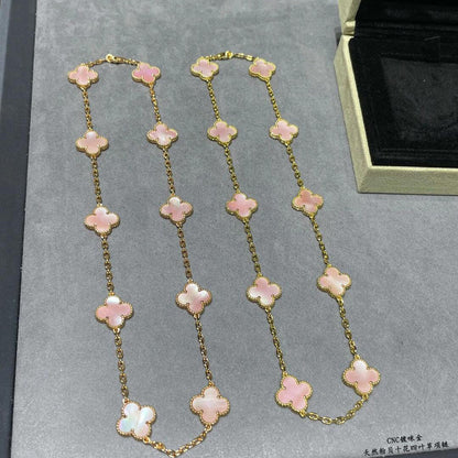 [AuraEcho]CLOVER 10 MOTIFS PINK MOP NECKLACE