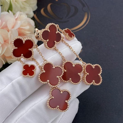 [AuraEcho]CLOVER EARRINGS CARNELIAN 4 MOTIFS PINK GOLD