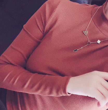 [AuraEcho]LUCKY SPRING 4 MOTIFS ROSE GOLD NECKLACE